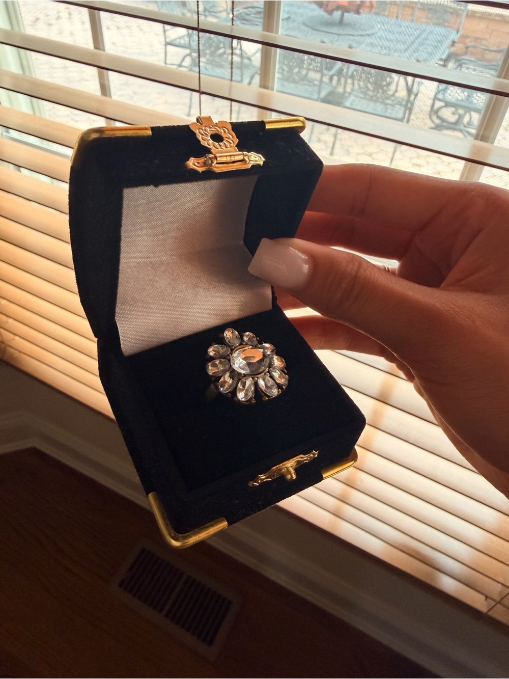 Crystal Flower Statement Ring - Clear Crystal